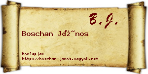 Boschan János névjegykártya